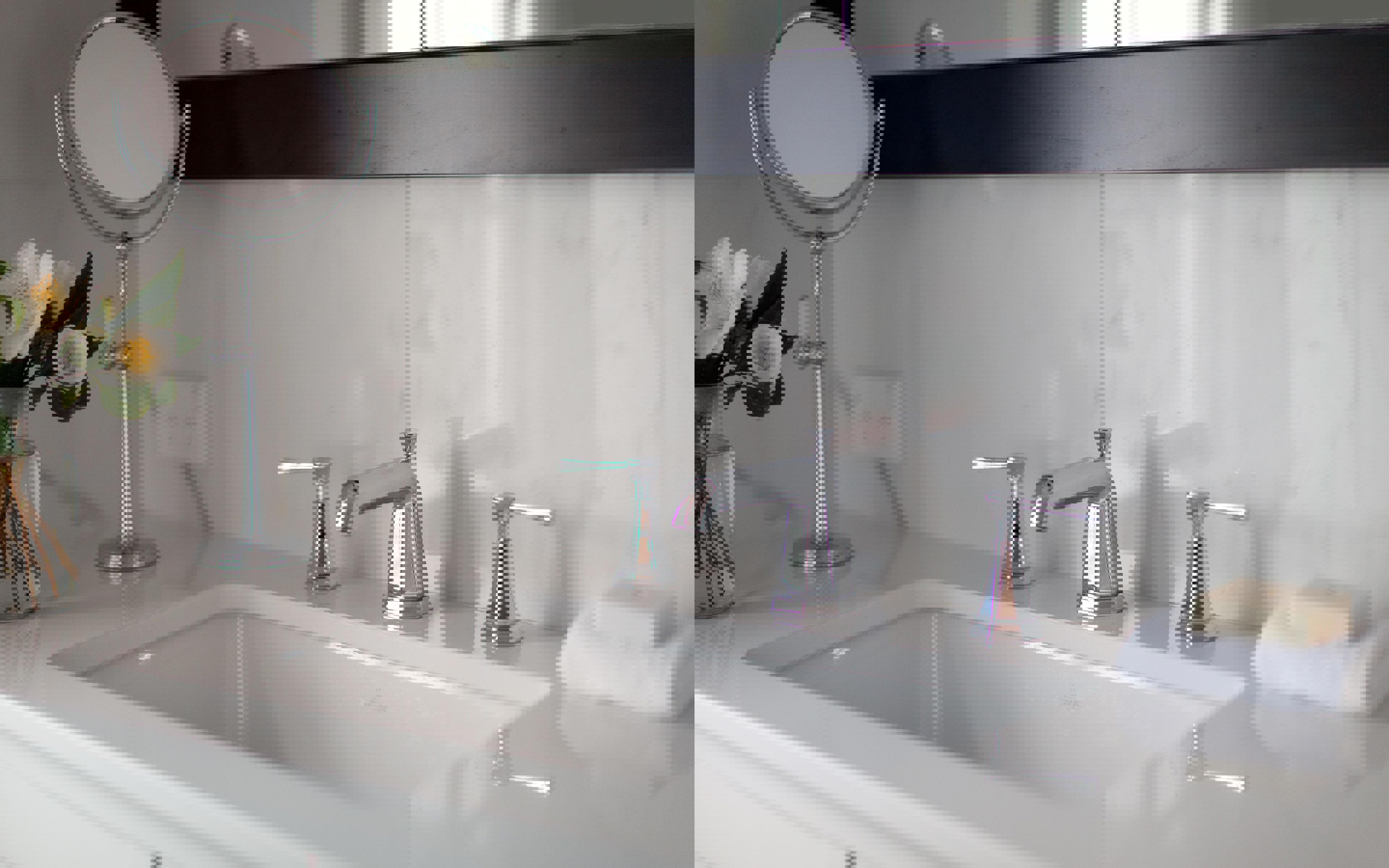 Deco Three-Hole Basin Mixer with Lever Handles - Chrome