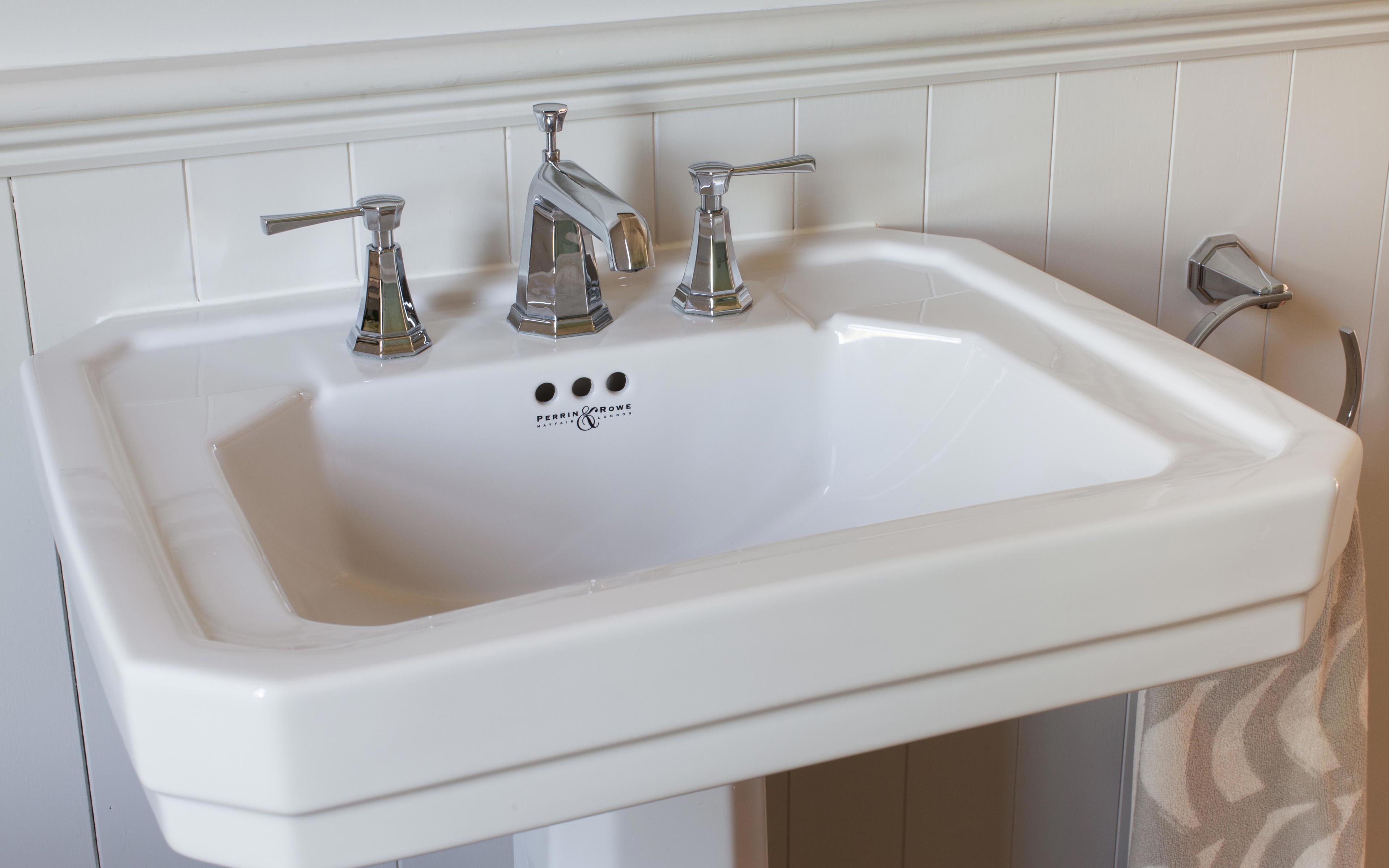 Deco Three-Hole Basin Mixer with Lever Handles - Nickel