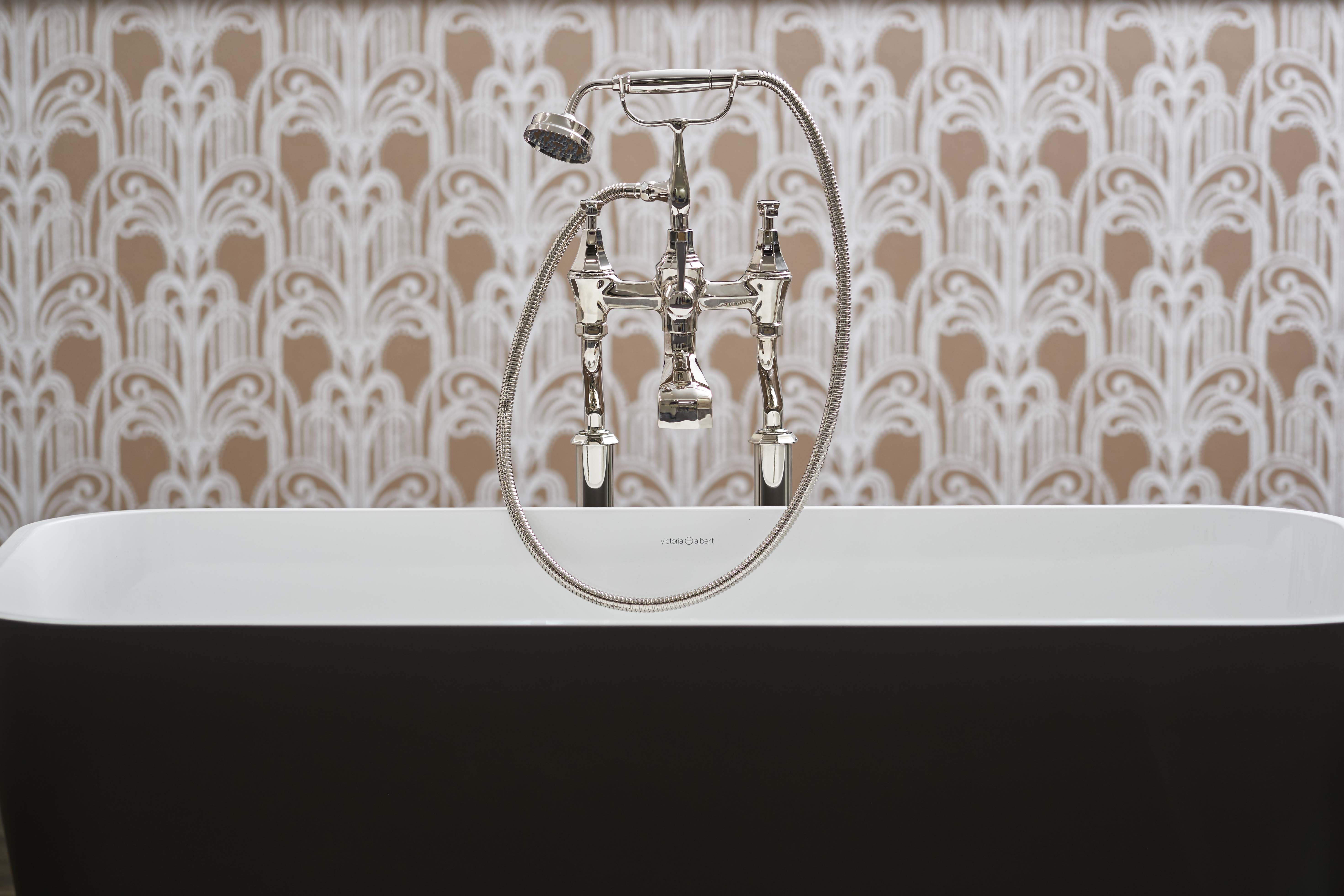 Deco Floor-Mounted Bath-Shower Mixer with Handshower - Nickel